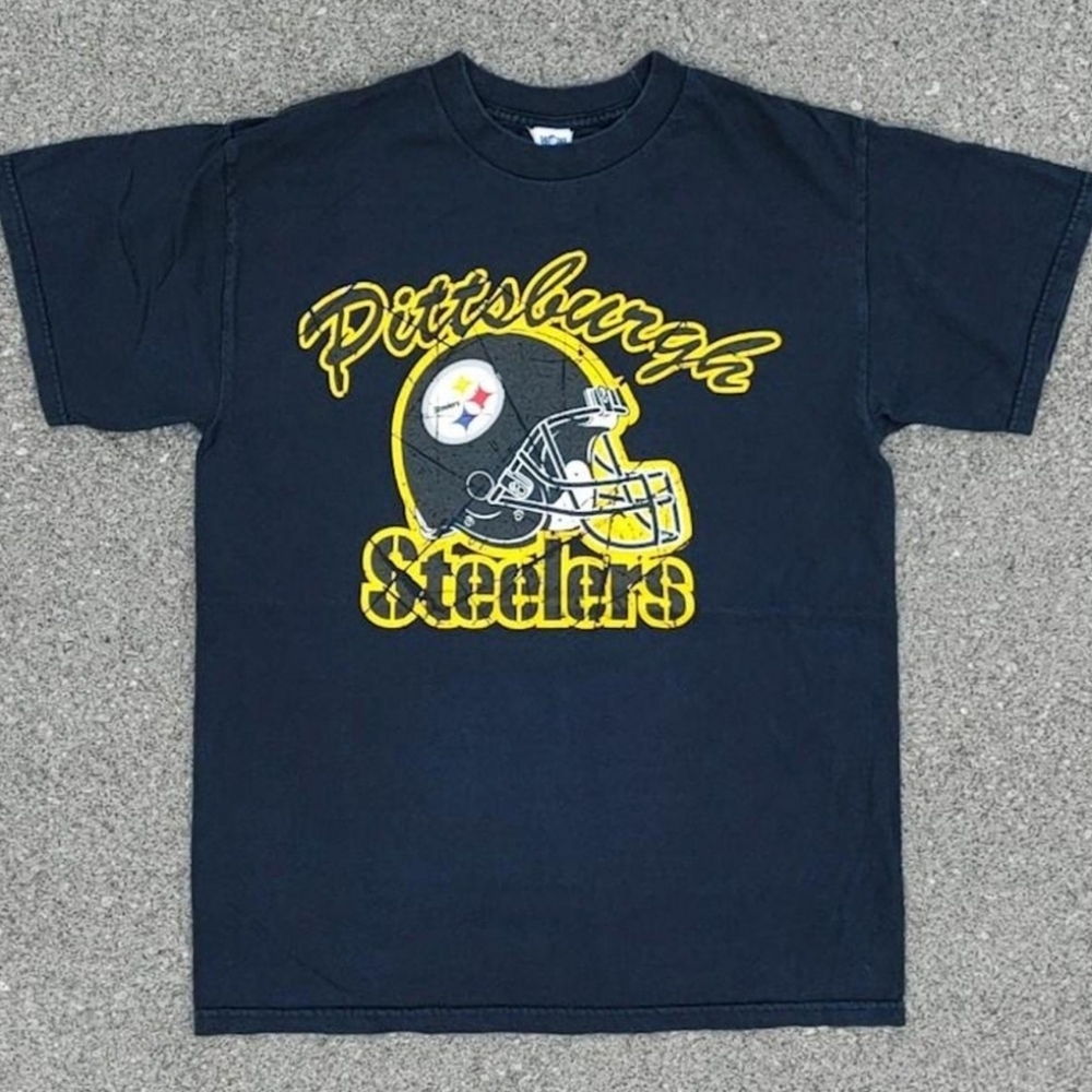 Vintage Pittsburgh Steelers NFL T-Shirt Size M Black 2000s Y2K Football Tee